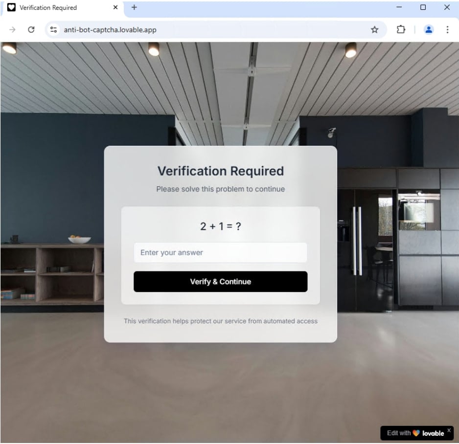 Sevimli bir sitede captcha