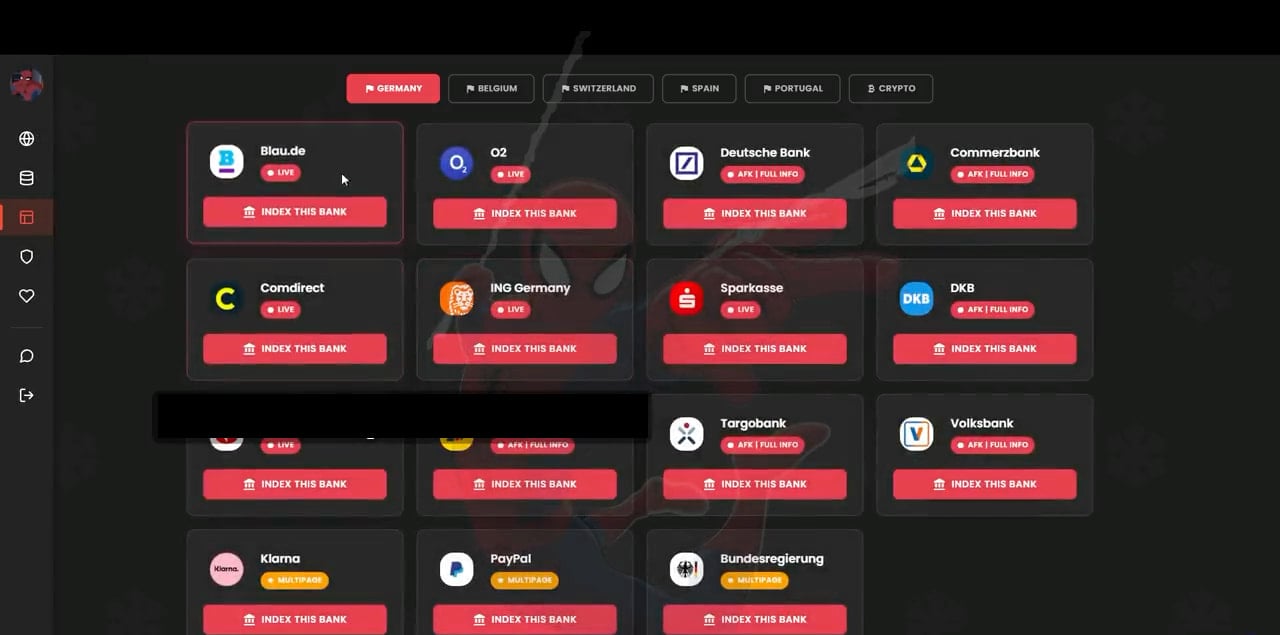 New Spiderman phishing service targets dozens of European banks 2 Some of the targeted platforms