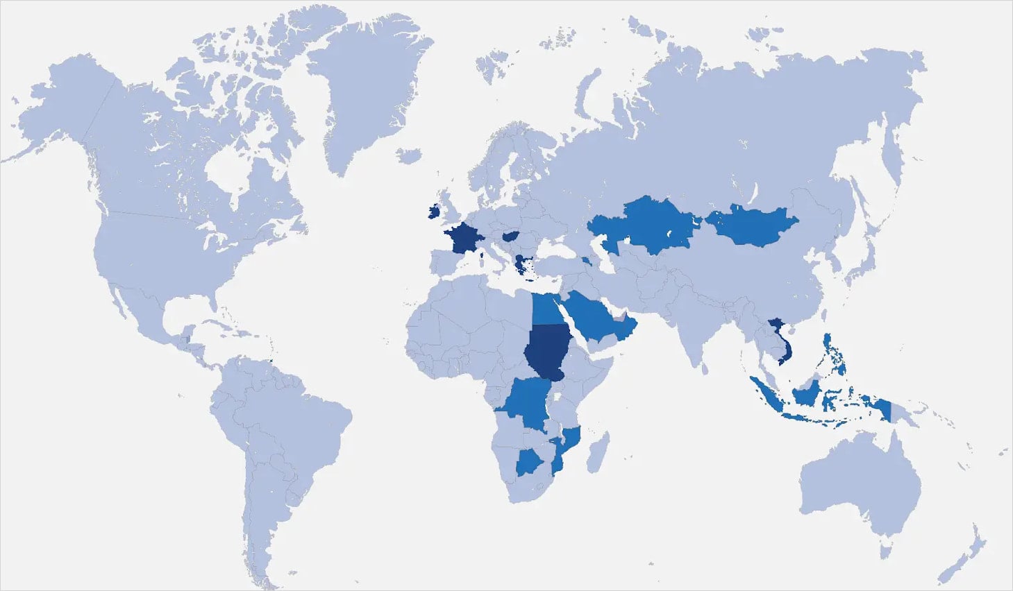 Countries confirmed to host Predator activity