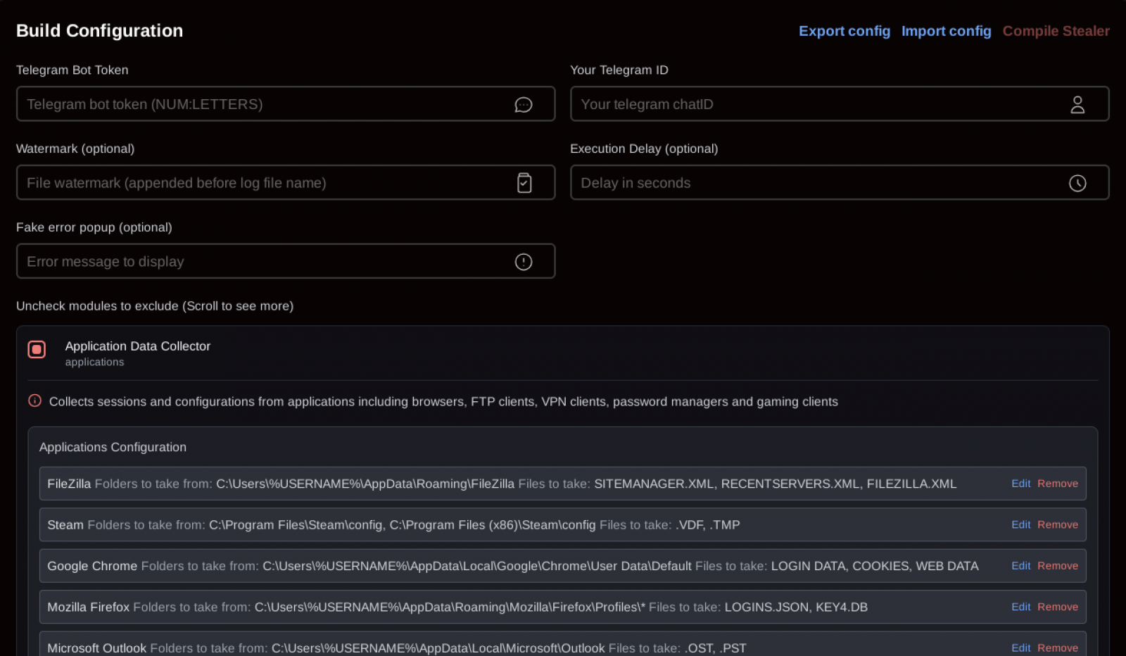 New SantaStealer malware steals data from browsers, crypto wallets 3 Builder configuration options on the panel