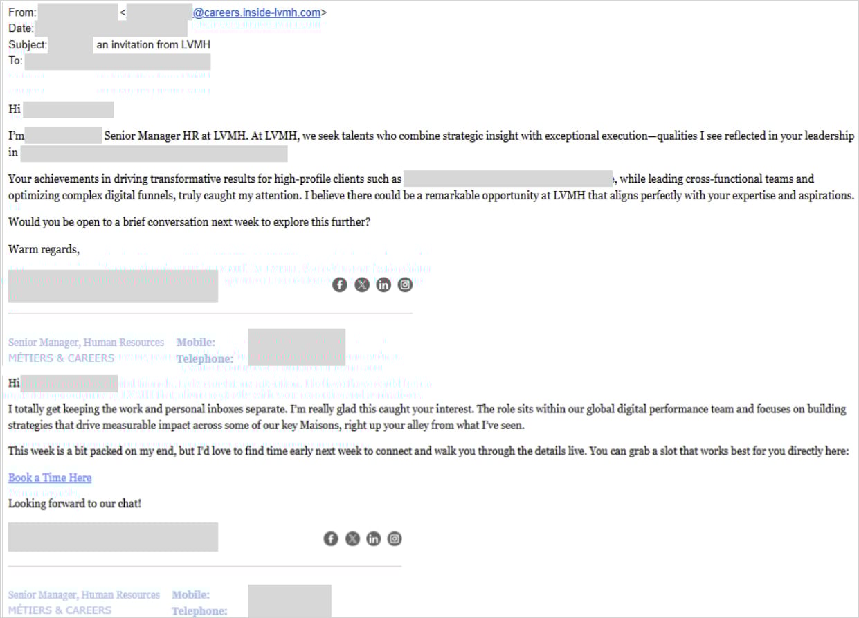 Fake Calendly invites spoof top brands to hijack ad manager accounts 2 Phishing email starting the attack