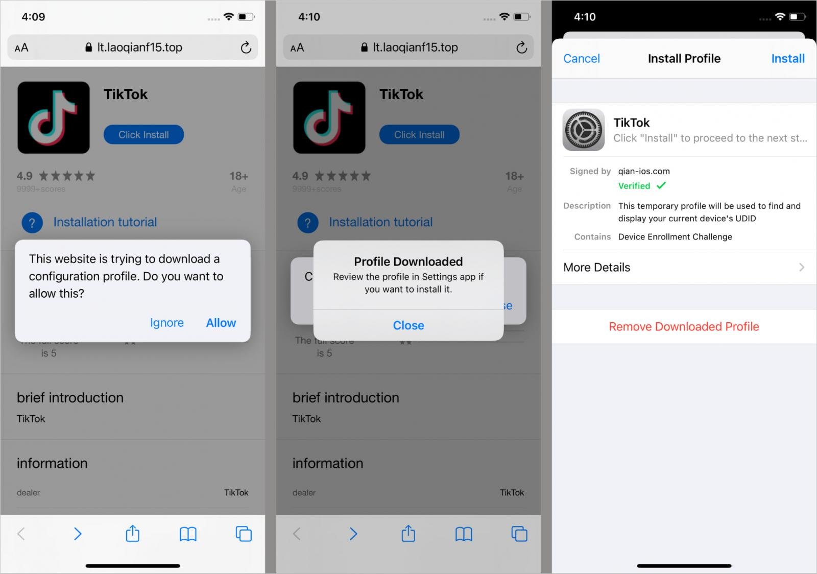 非公式サイト経由でインストールされたTikTokクローンアプリ