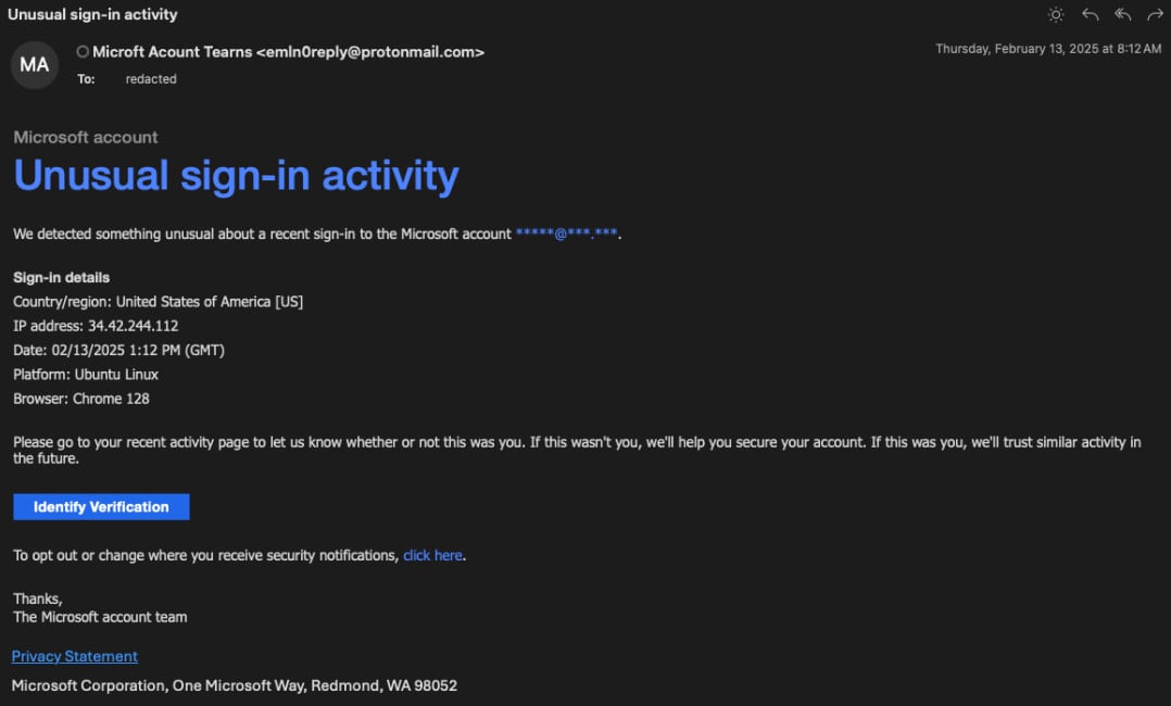 Fake Microsoft security alert