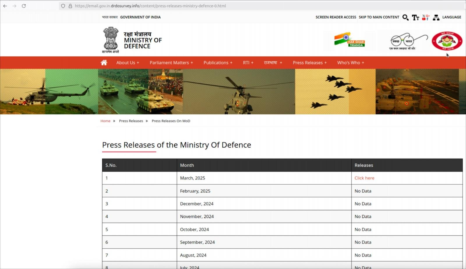 Malicious website mimicking India's Ministry of Defence