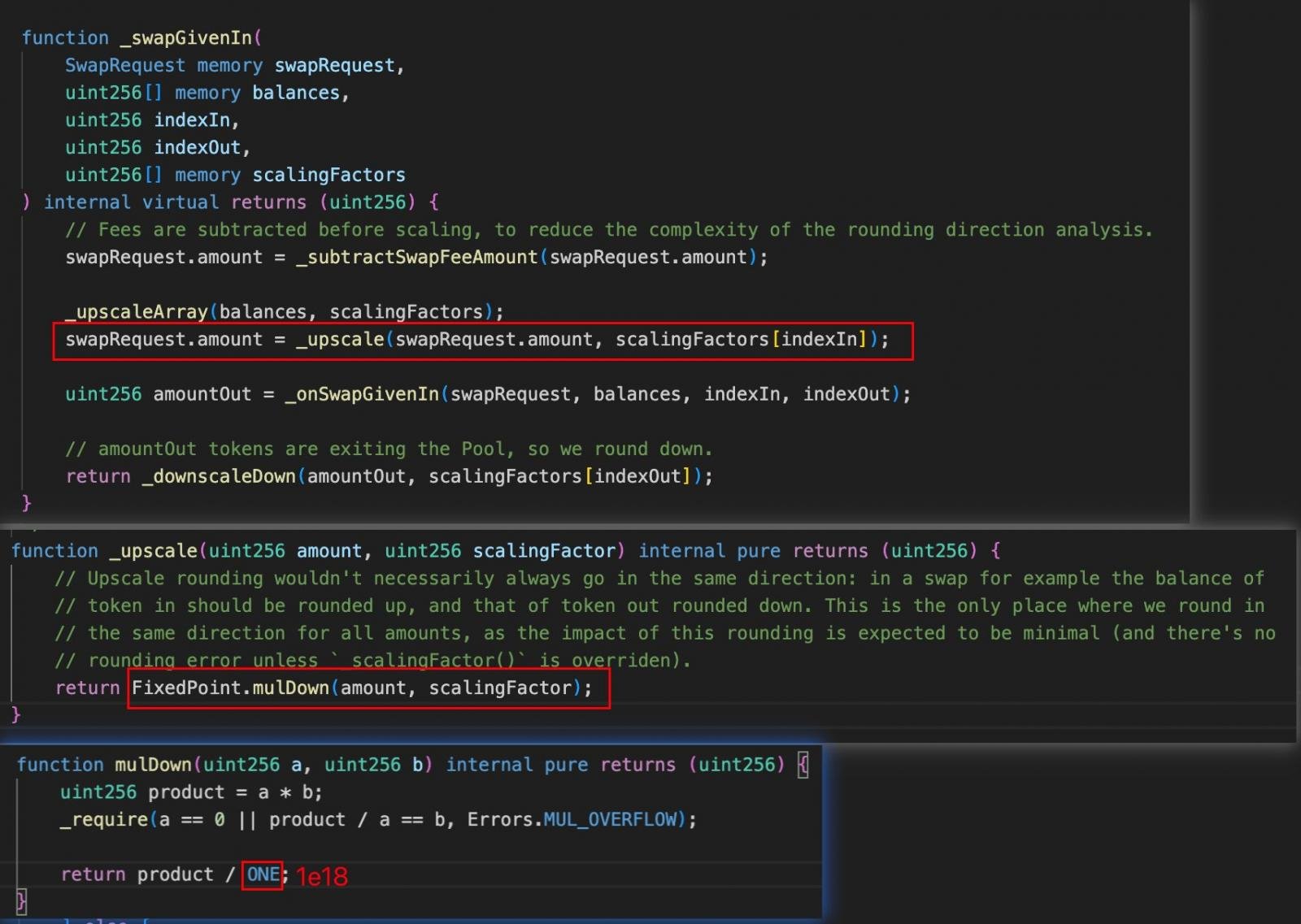Normalizing token amounts using scaling factors