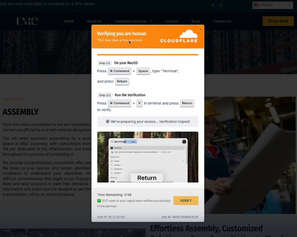 ClickFix malware attacks evolve with multi-OS support, video tutorials 3 Advanced ClickFix page with video and timer