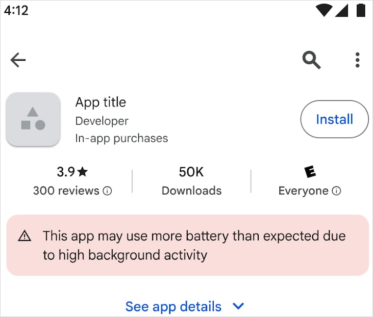Google to flag Android apps with excessive battery use on the Play Store 3 Warning displayed on Google Play