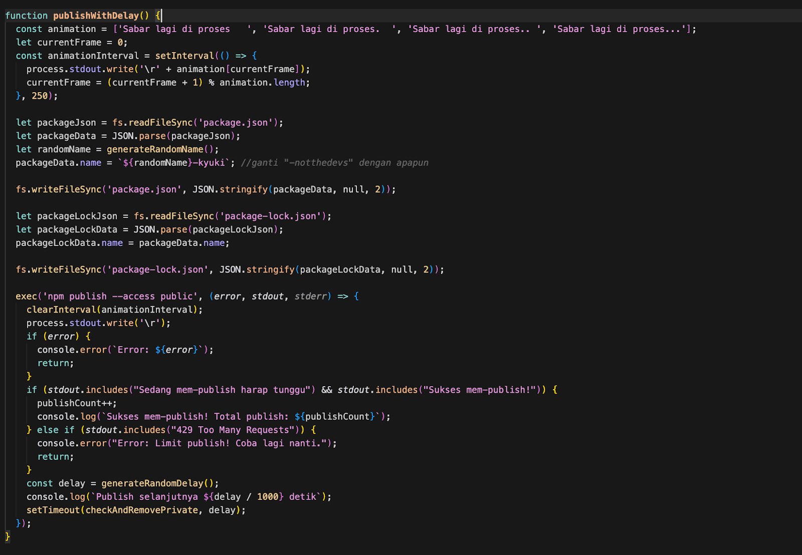 The auto-publishing function