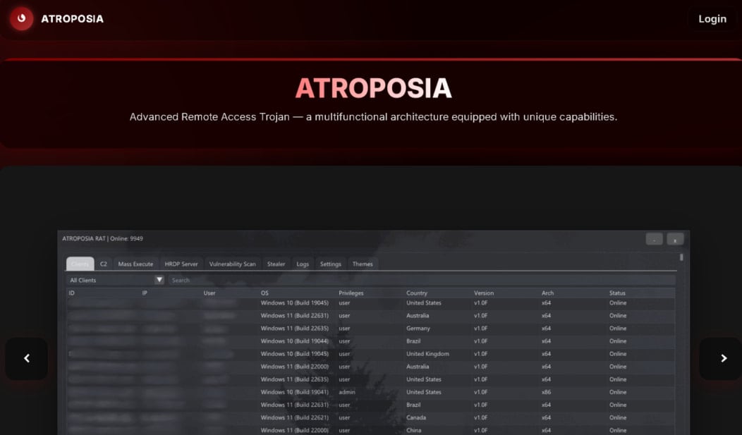 New Atroposia malware comes with a local vulnerability scanner 2 The Atroposia dashboard