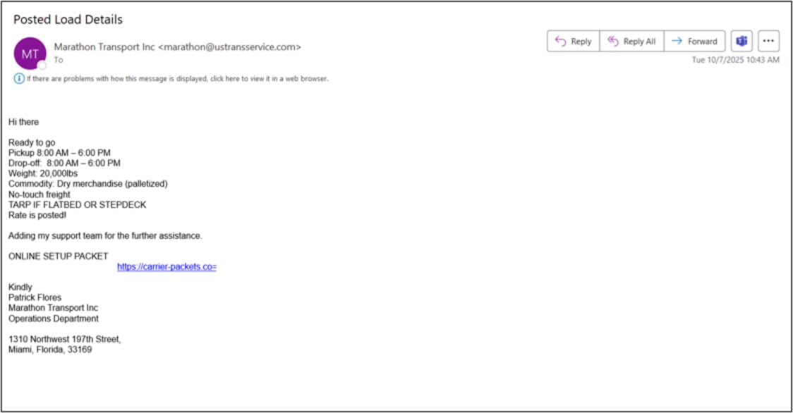 Email response sent to victims hooked by the lure