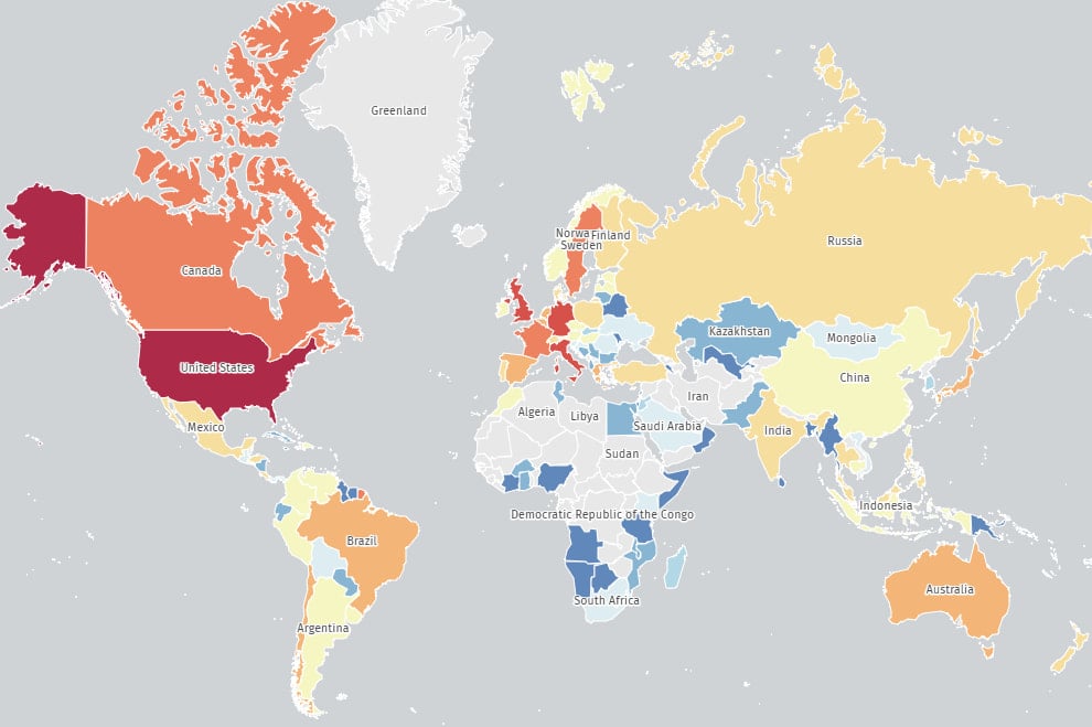 Heatmap of vulnerable Firebox devices