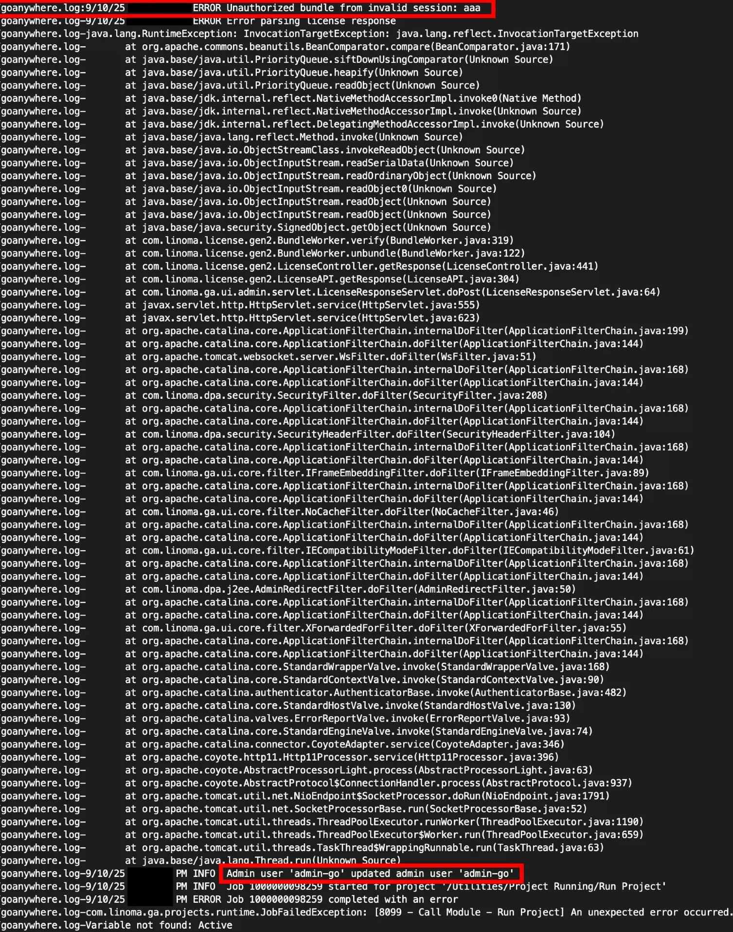Observed traces of exploitation