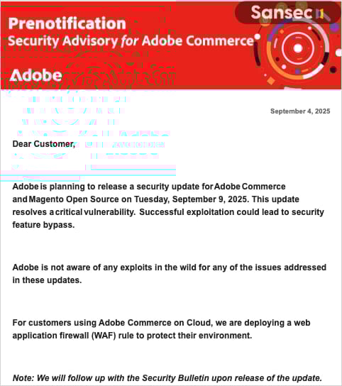 Adobe's notice to Magento customers