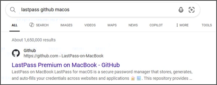 Malicious Google Search result