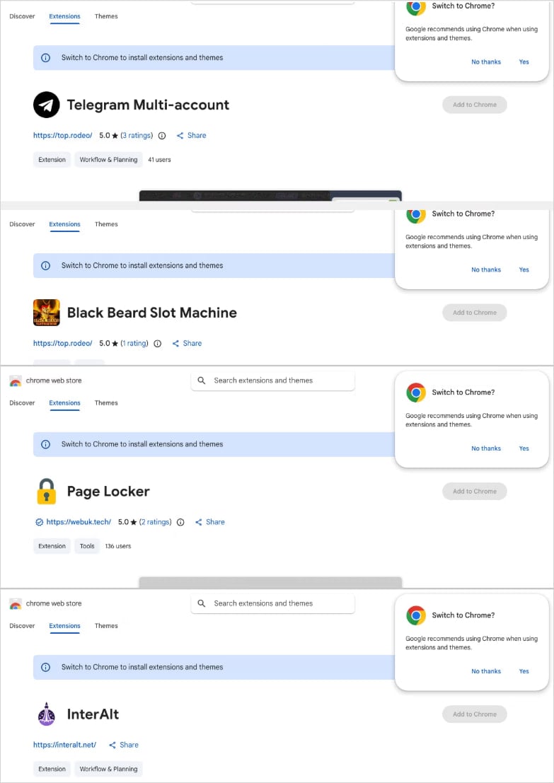 Extensions linked to the same campaign