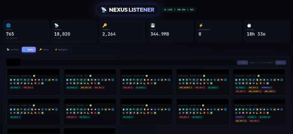 The main panel of Nexus Listener