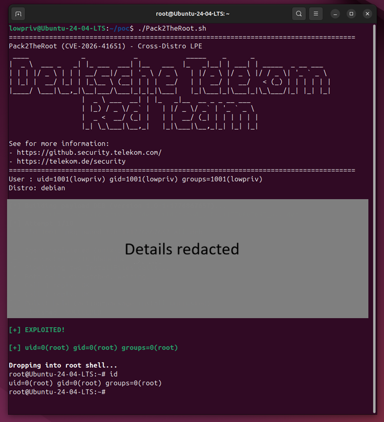 Redacted PoC exploit for Pack2TheRoot