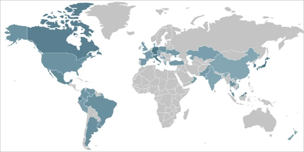 Geographic distribution of Evooo1Bot Linux botnet infections
