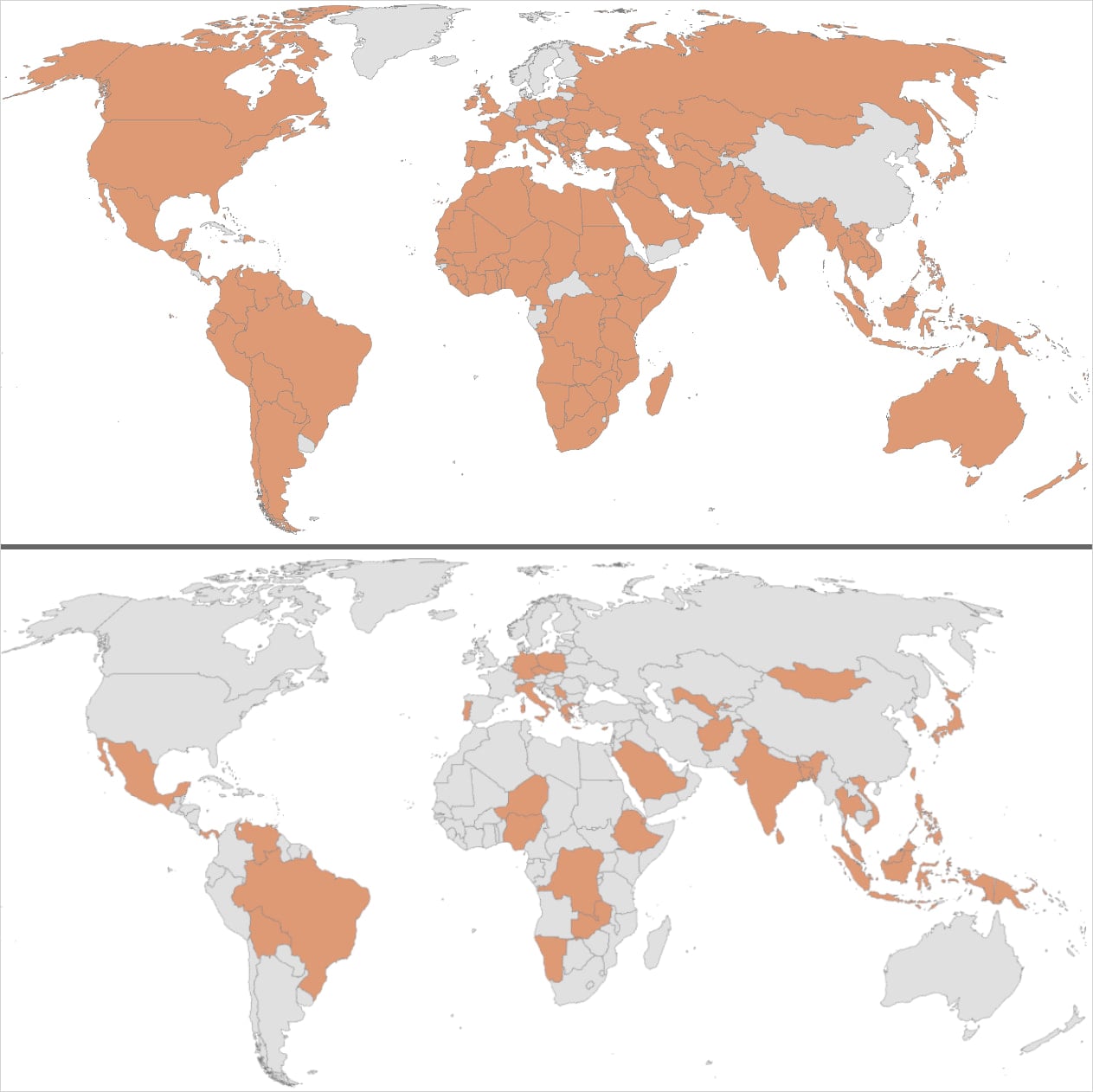 Targeted countries (top) and confirmed compromises (bottom)