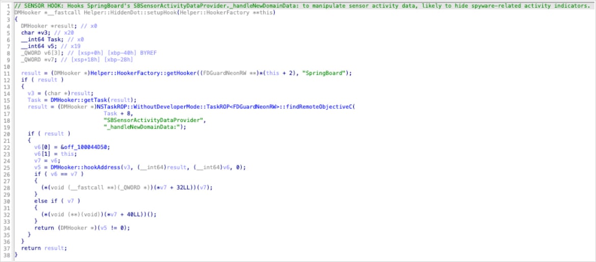 Function targeting the SBSensorActivityDataProvider