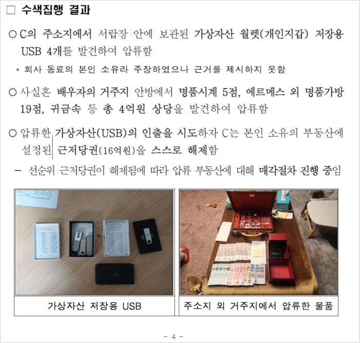 Images released by the South Korean tax authority