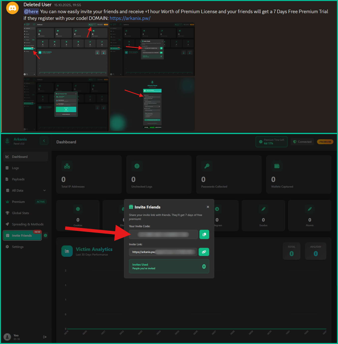 Referral options from within the dashboard