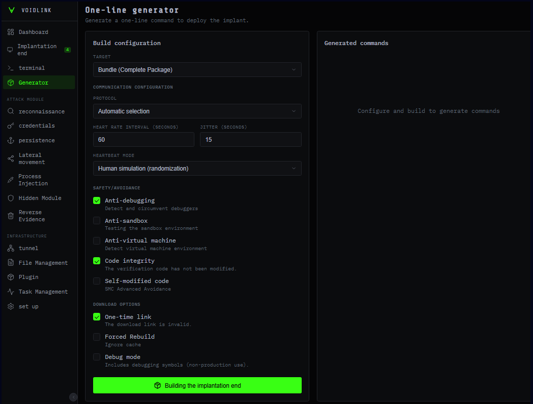 VoidLink builder panel