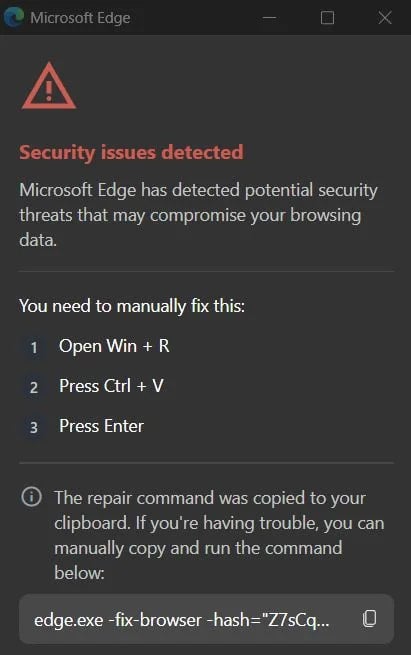 The ClickFix stage of the attack