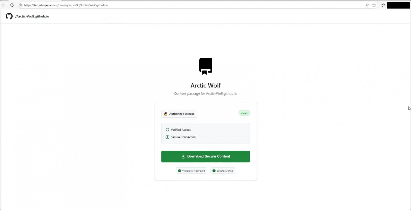 The malicious landing page