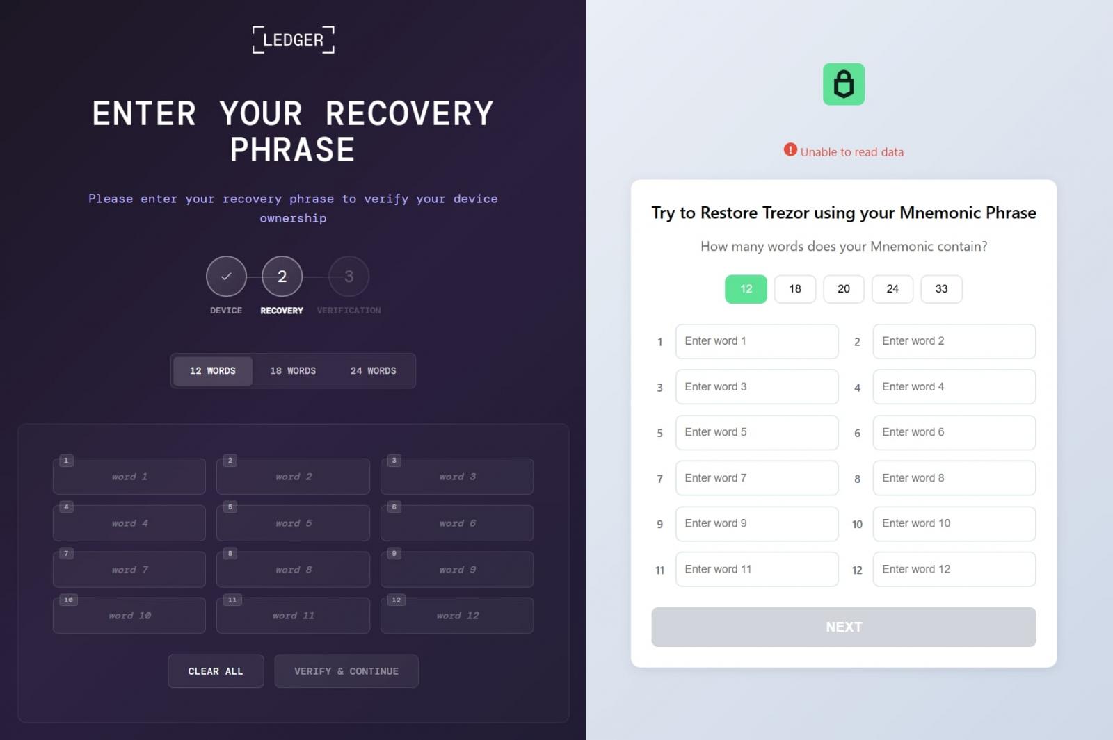 Malware prompts victims to enter their seed phrase