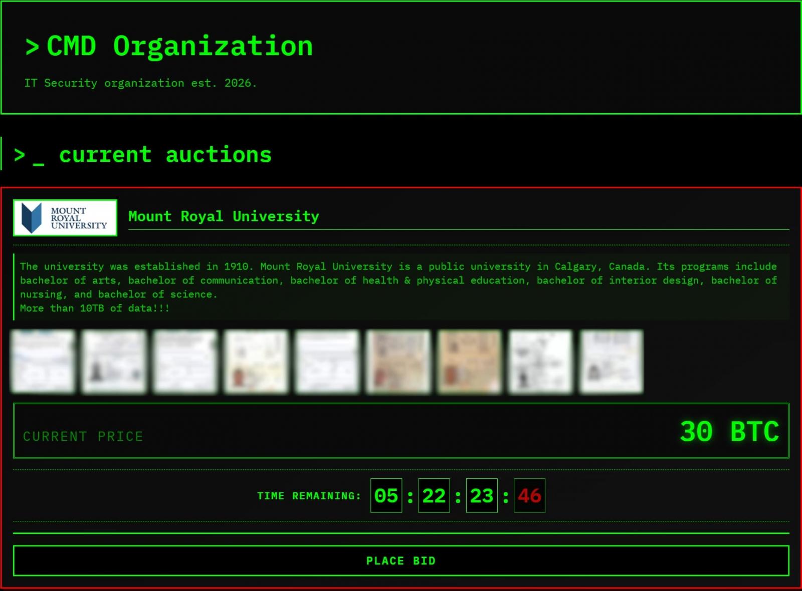 CMD Org. extortion site