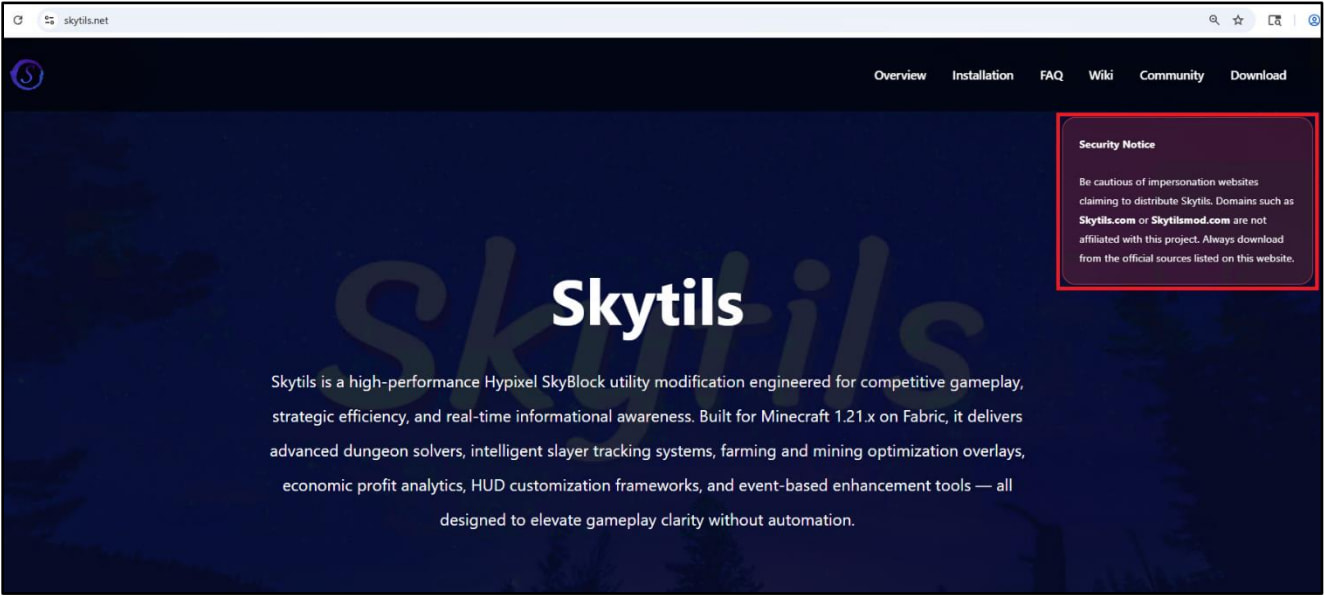 Malicious site warning of fake Minecraft mods​​​​​​​