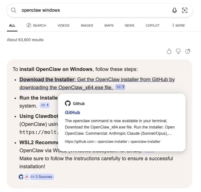 Cyber: Bing AI Promoted Fake Openclaw Github Repo Pushing Info-stealing...