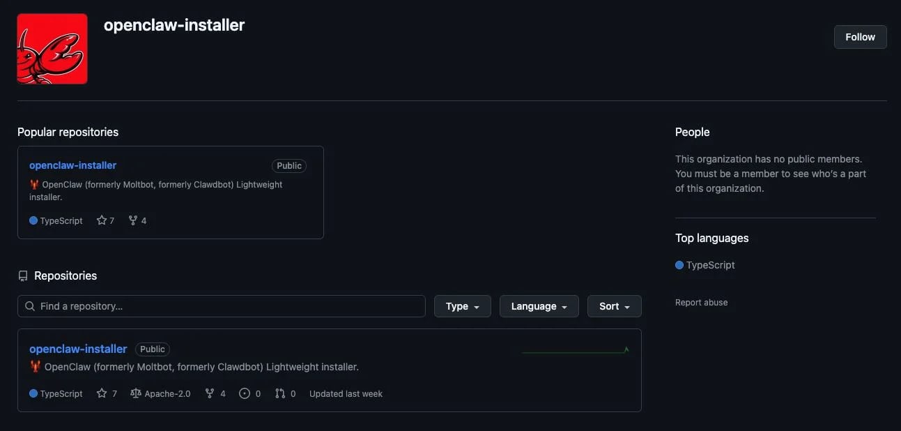Example of a malicious GitHub repository