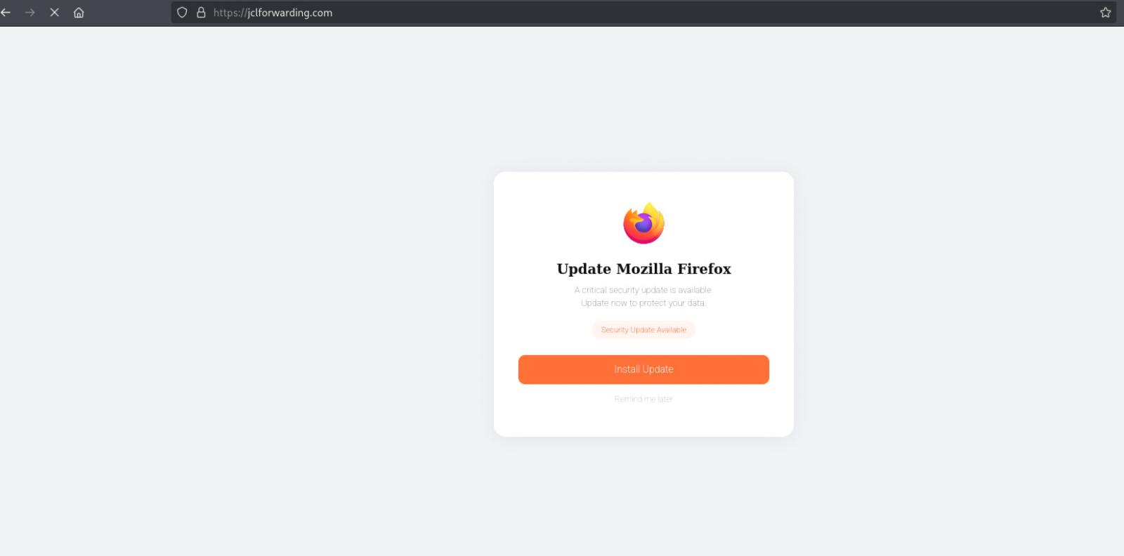 Firefoxの偽アップデート画面