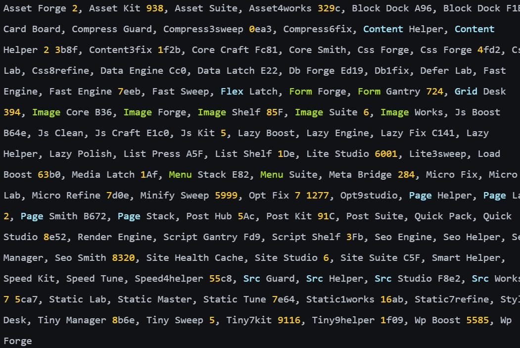 Names used by malicious WordPress backdoor plugins