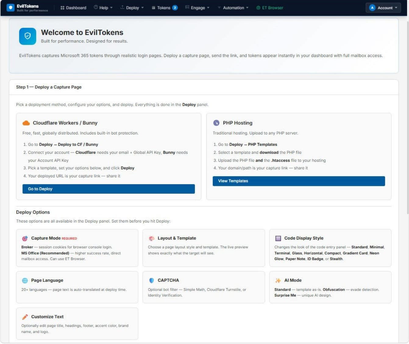 The platform's dashboard