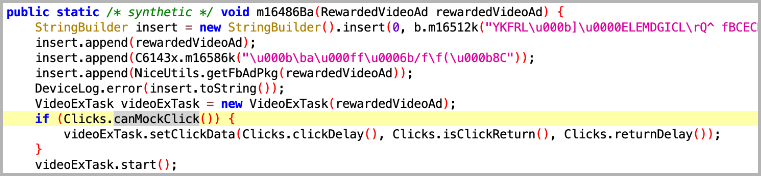 Generating a fake click on the invisible advertisement