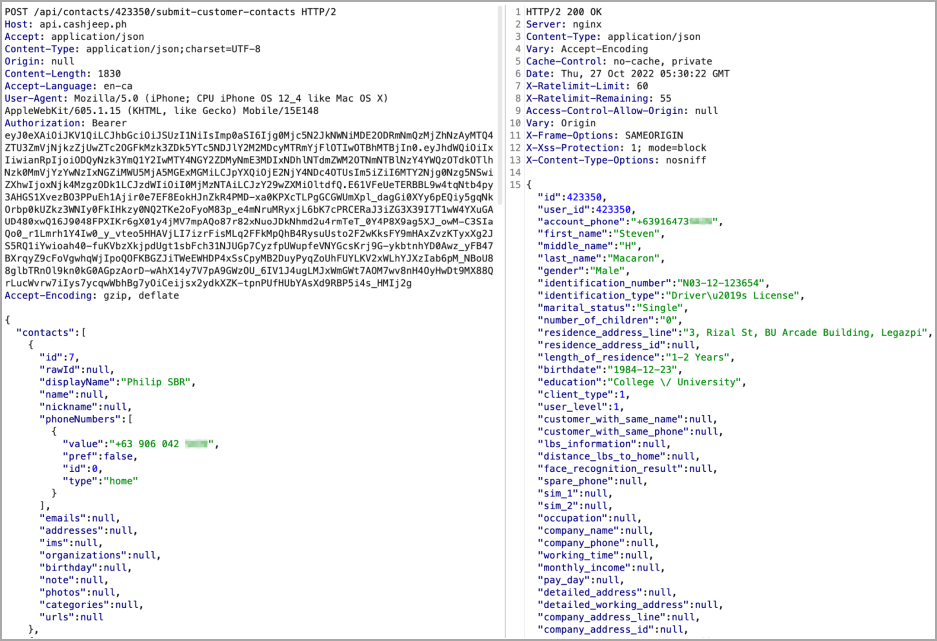 Data exfiltration requests