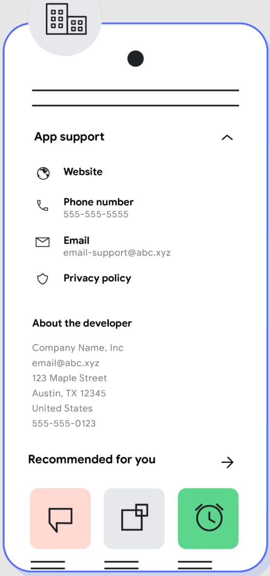 Mockup of the new app support section