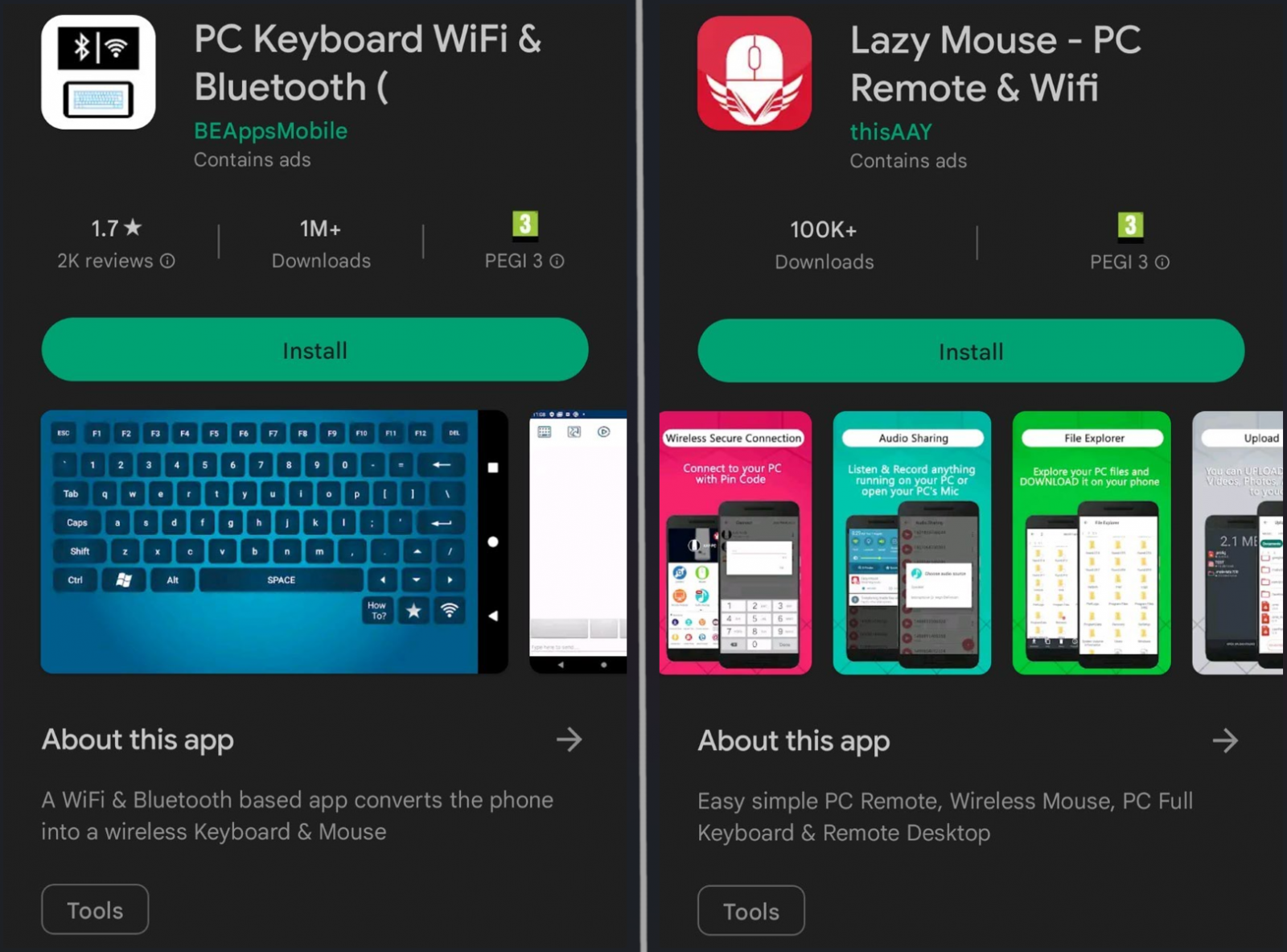 PC Keyboard and Lazy Mouse still available on Google Play