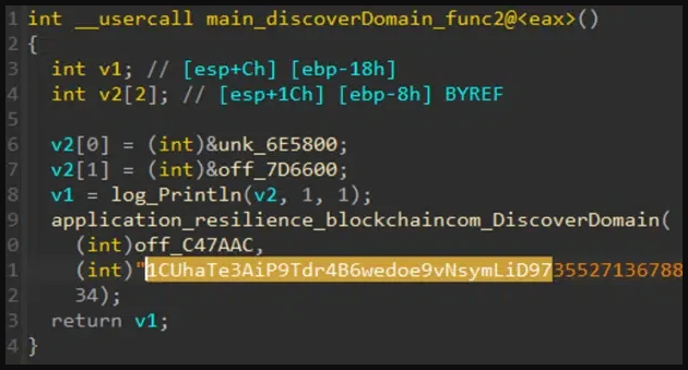 Discovery function used to retrieve C2 domains